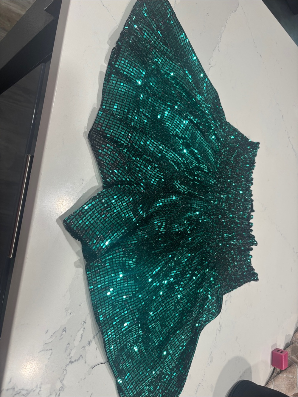 Emerald Sequin Mini shorts– Shimmering Green Party Skirt Sz S